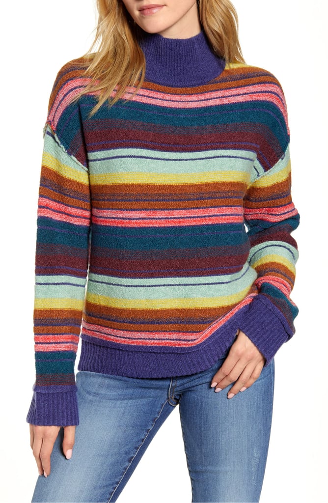 Caslon Mock-Neck Stripe Sweater