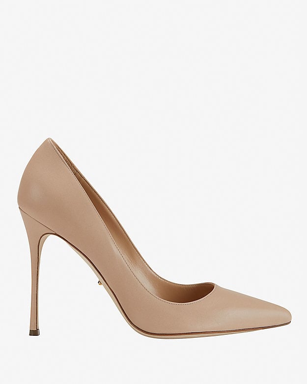 Sergio Rossi Godiva Pointy Toe Leather Pump: Nude ($615)