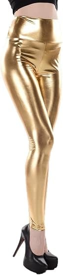 Ellazhu Metallic Stretch Faux Leather Leggings