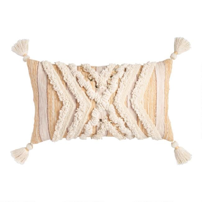 Tufted Moroccan Style Blanket Lumbar Pillow