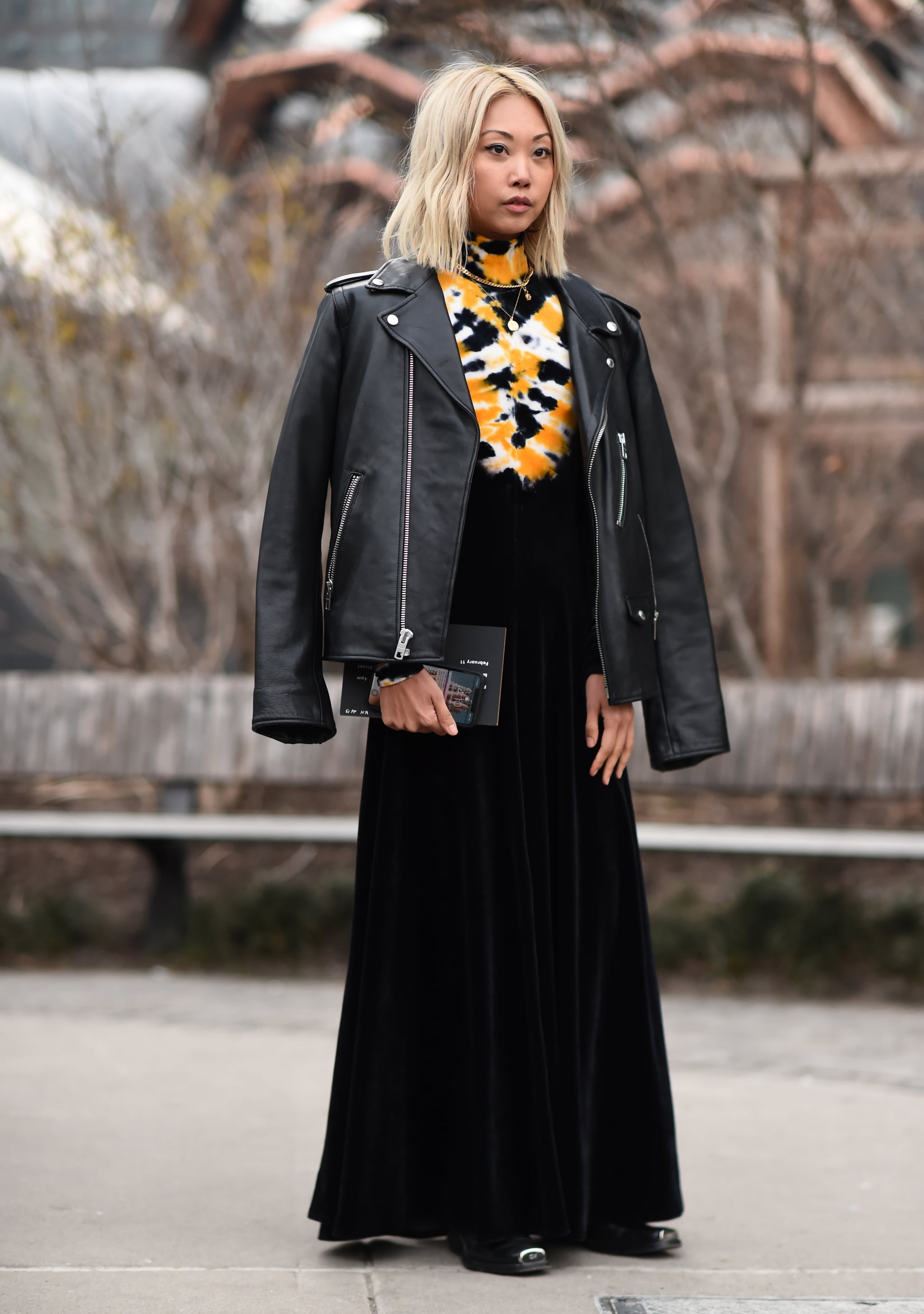 Winter Outfit Idea: A Leather Jacket and Full-Length Dress | 100+ Street  Style Shots to Inspire Your Winter Look (Because You Deserve Better Than a  Sweater and Jeans) | POPSUGAR Fashion Photo 93
