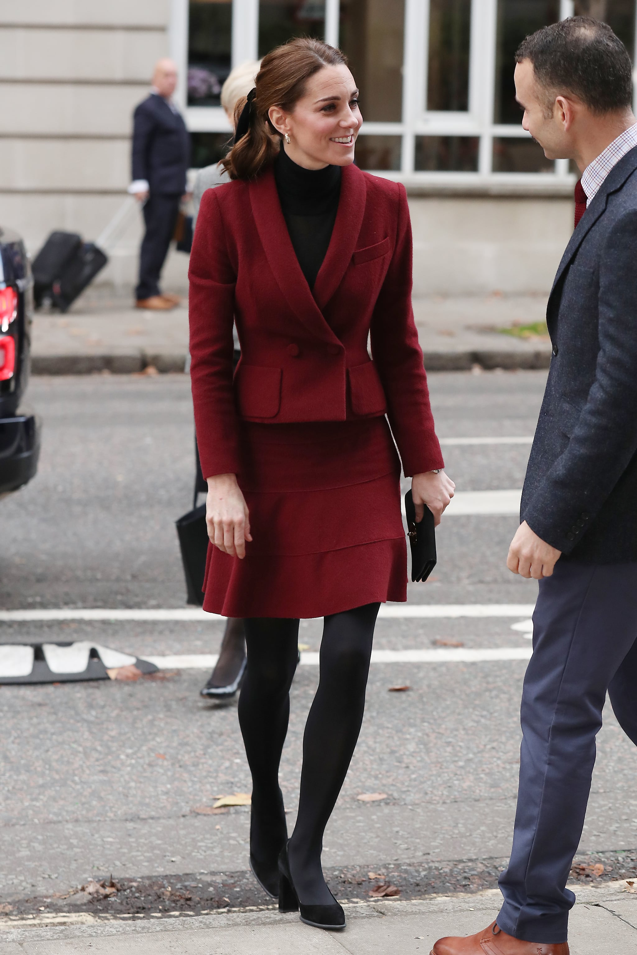 Maroon skirt clearance black blazer