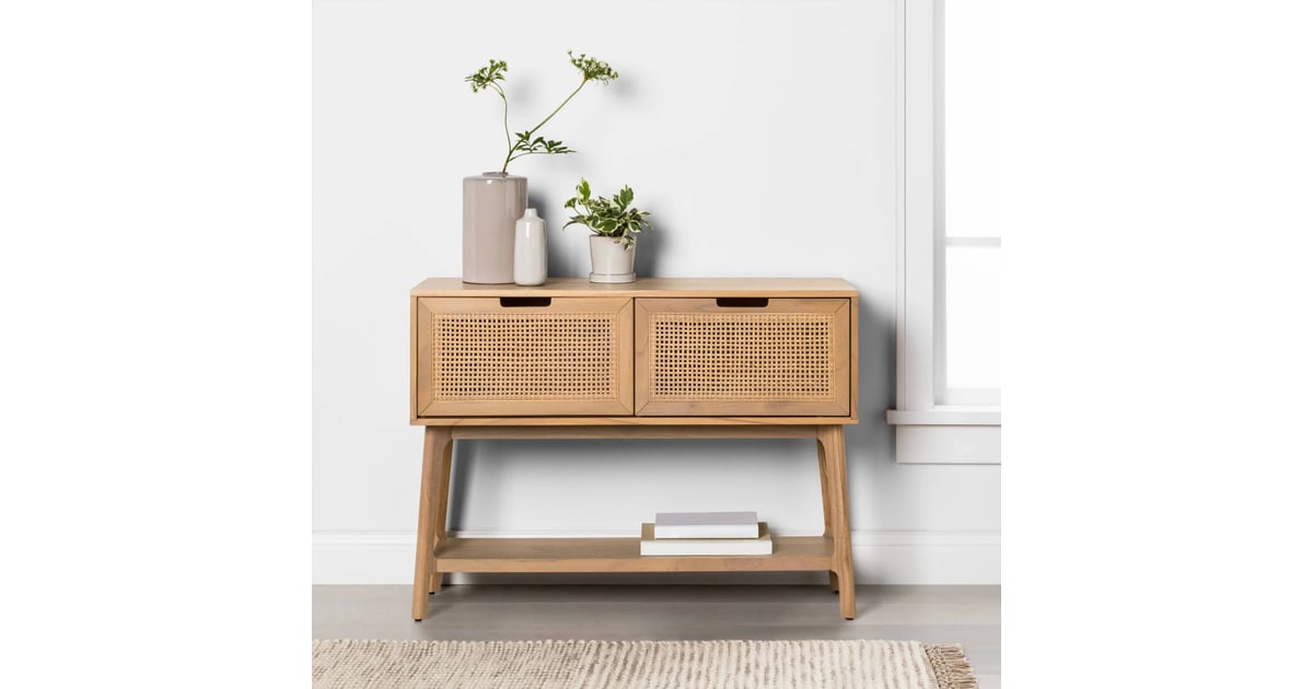Wood and Cane Console Table With Drawers See Target's New Spring 2020