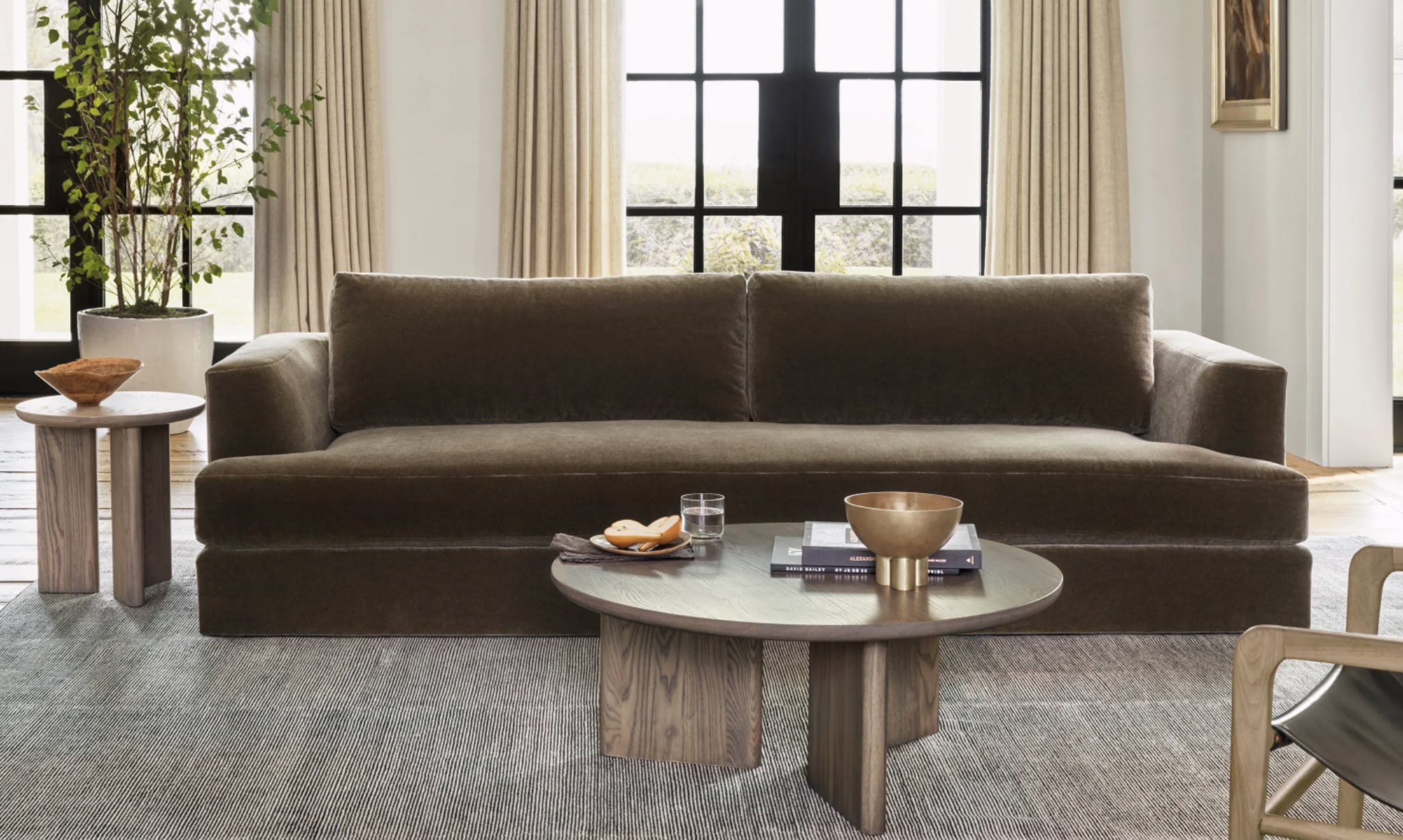 Restoration hardware store velvet sofa