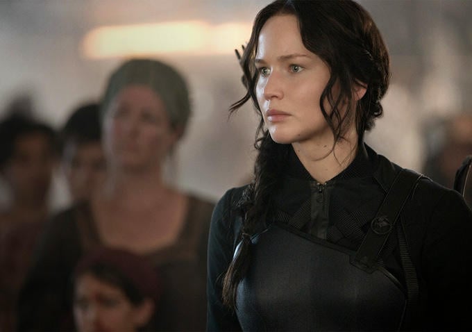 Lawrence as Katniss, aka the Mockingjay.