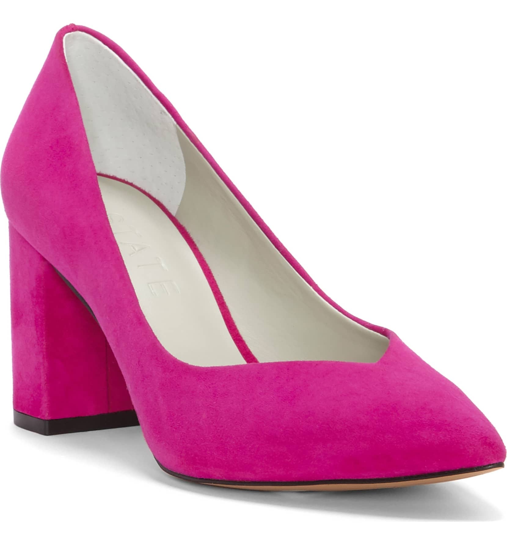 pink block heel pumps