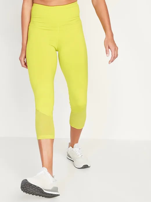 Old Navy High-Waisted Elevate Mesh-Trim Compression Crop Leggings