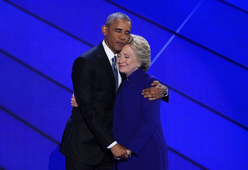 Embracing at the DNC this year after Obama's speech.
