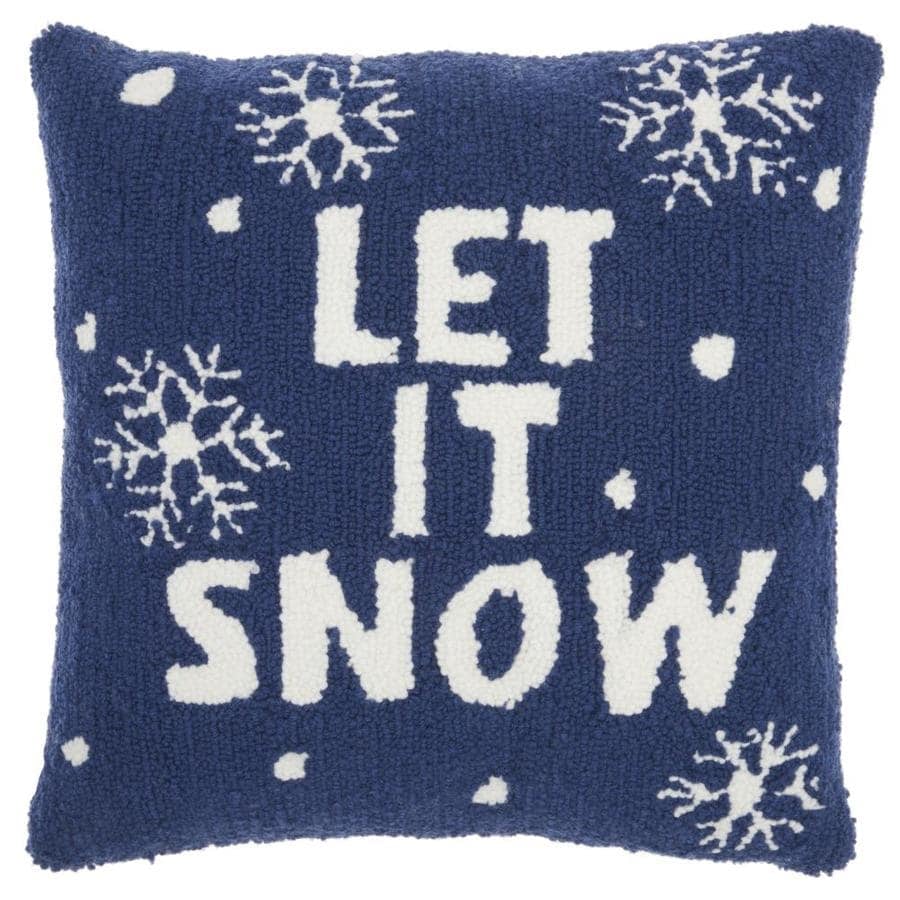 Mina Victory Mina Victory Hook Let It Snow Multicolor Christmas Throw Pillow