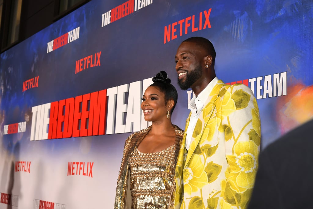 Gabrielle Union and Dwyane Wade Coordinate in Gold Outfits