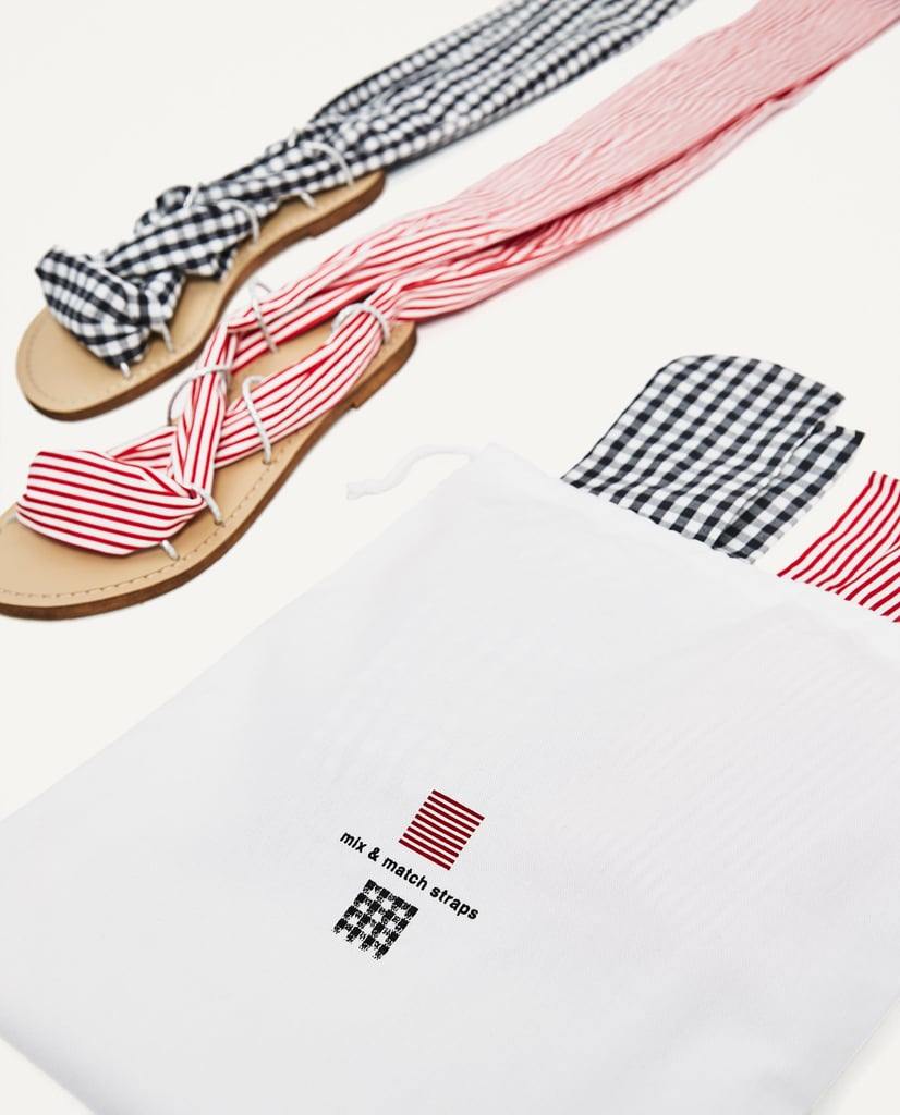 Zara Gingham and Stripe Ribbon Sandals