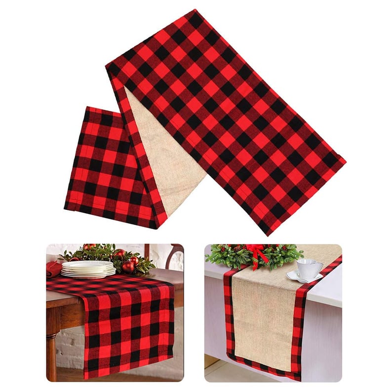 OurWarm Buffalo Check-Burlap Table Runner