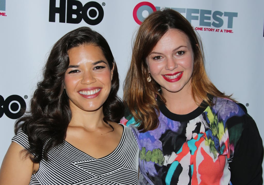 The Sisterhood of the Traveling Pants costars America Ferrera and Amber Tamblyn linked up at the X/Y screening in LA on Friday.