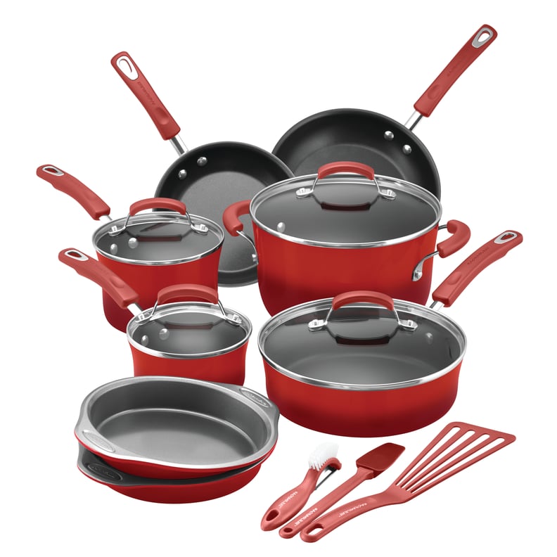 Rachael Ray 15-Piece Hard Enamel Aluminum Nonstick Cookware Set