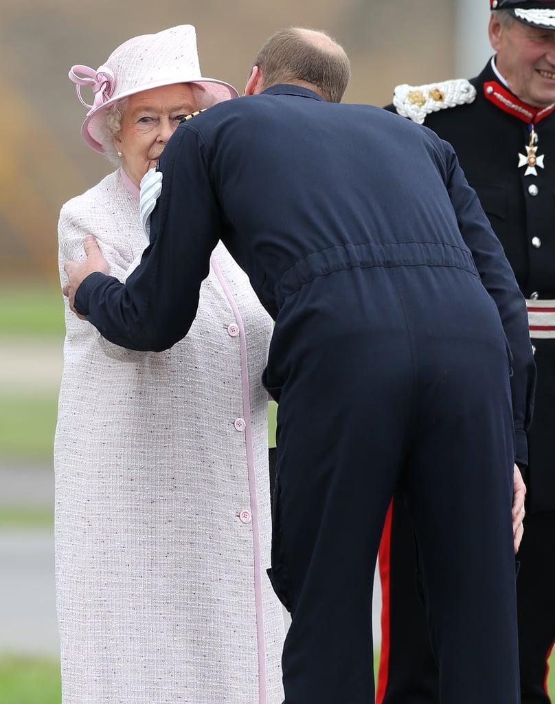 Prince William at Air Base With Queen Elizabeth II