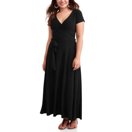Ella Samani Short Sleeve Classic Wrap Maxi Dress