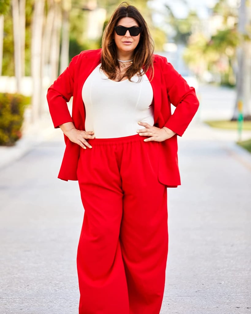 A Power Suit: Amazon The Drop x Katie Sturino Flame Red Blazer and Wide Leg Pants