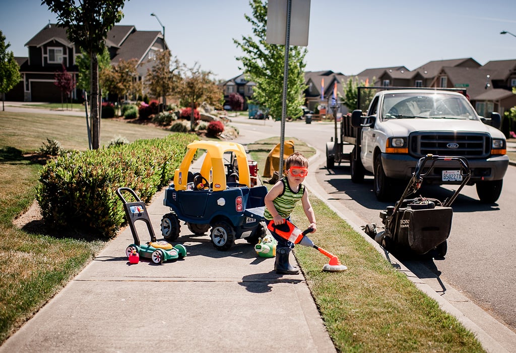 Little Boy's Adventures With Toy Car