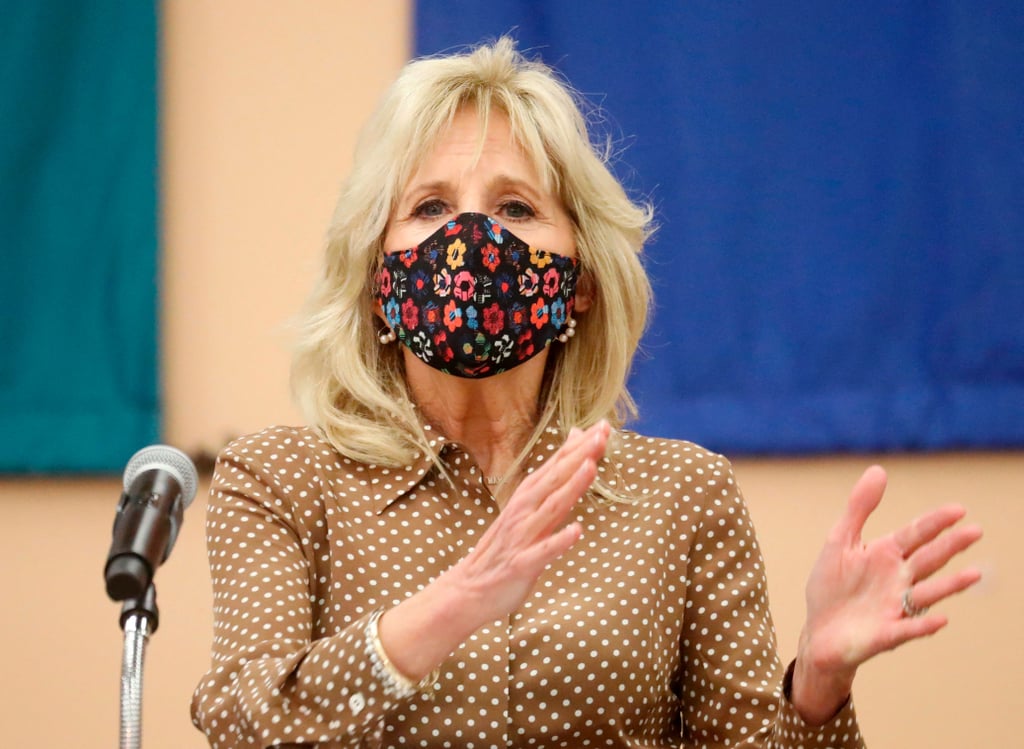 Jill Biden Wears Brown Polka-Dot Dress Like Lady Gaga's