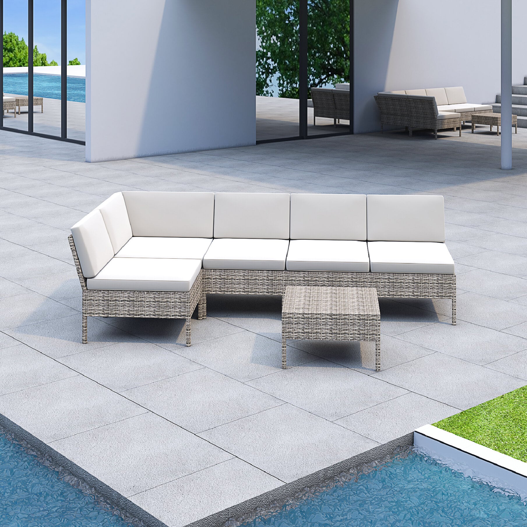 Bromborough 6 hotsell piece rattan sectional