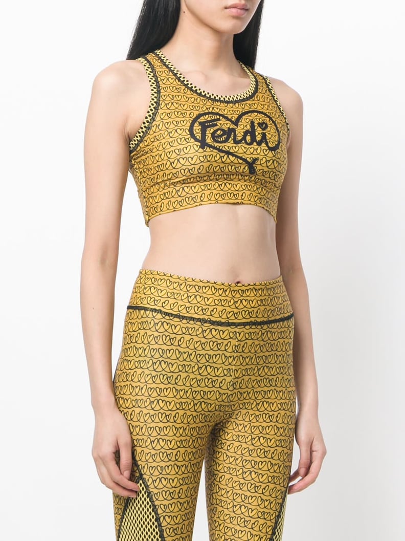 Fendi Heart and Logo Print Sports Bra