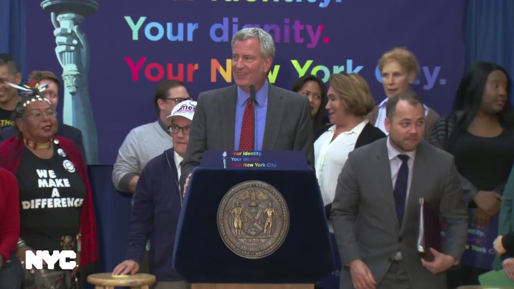 Mayor de Blasio Signs Legislation Creating a Third Gender Category in NYC issued Birth Certificates