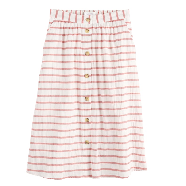 POPSUGAR Textured Button-Front Skirt