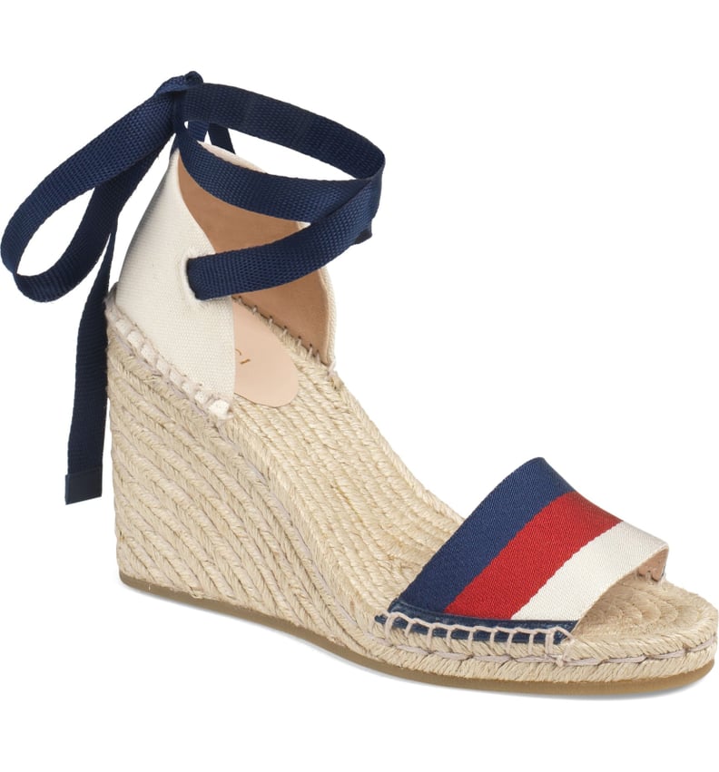 Gucci Lilibeth Sylvie Web Espadrille Wedge Sandals