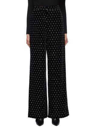 Self-Portrait Strass Velvet Wide-Leg Pants