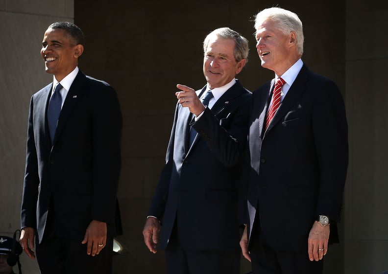 Mingling with President Bill Clinton at the opening ceremony for the George W. Bush Presidential Center in 2013