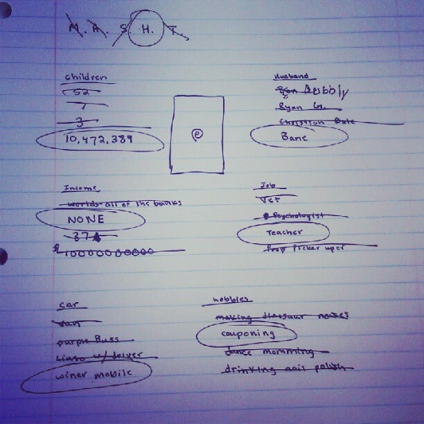 Playing MASH During Homeroom