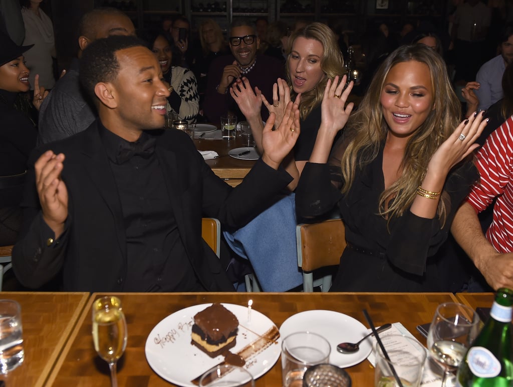 Kim Kardashian and Kanye West at John Legend's Birthday