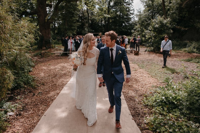 The Happy Couple Walking Down the Aisle