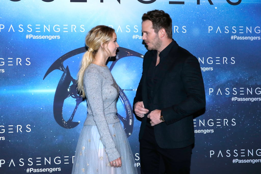 Jennifer Lawrence and Chris Pratt at Paris Passengers Event