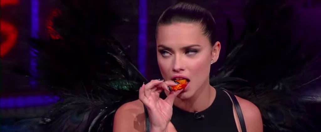 Adriana Lima Eating Chicken Wings on The Late Show