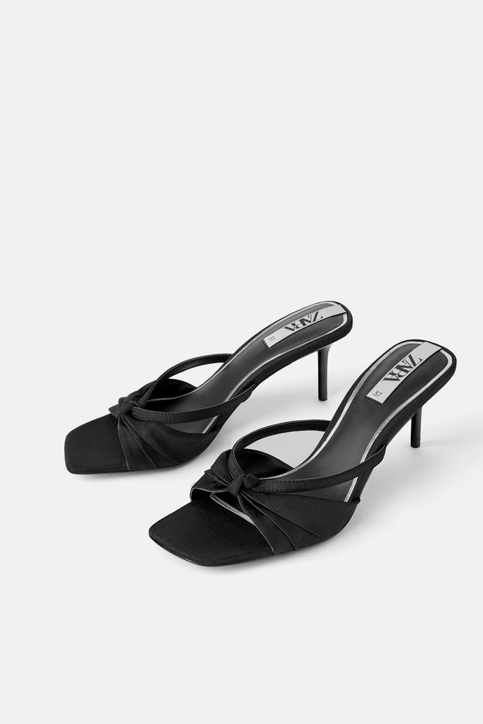 Zara Pleated Mid-Height Heeled Sandals