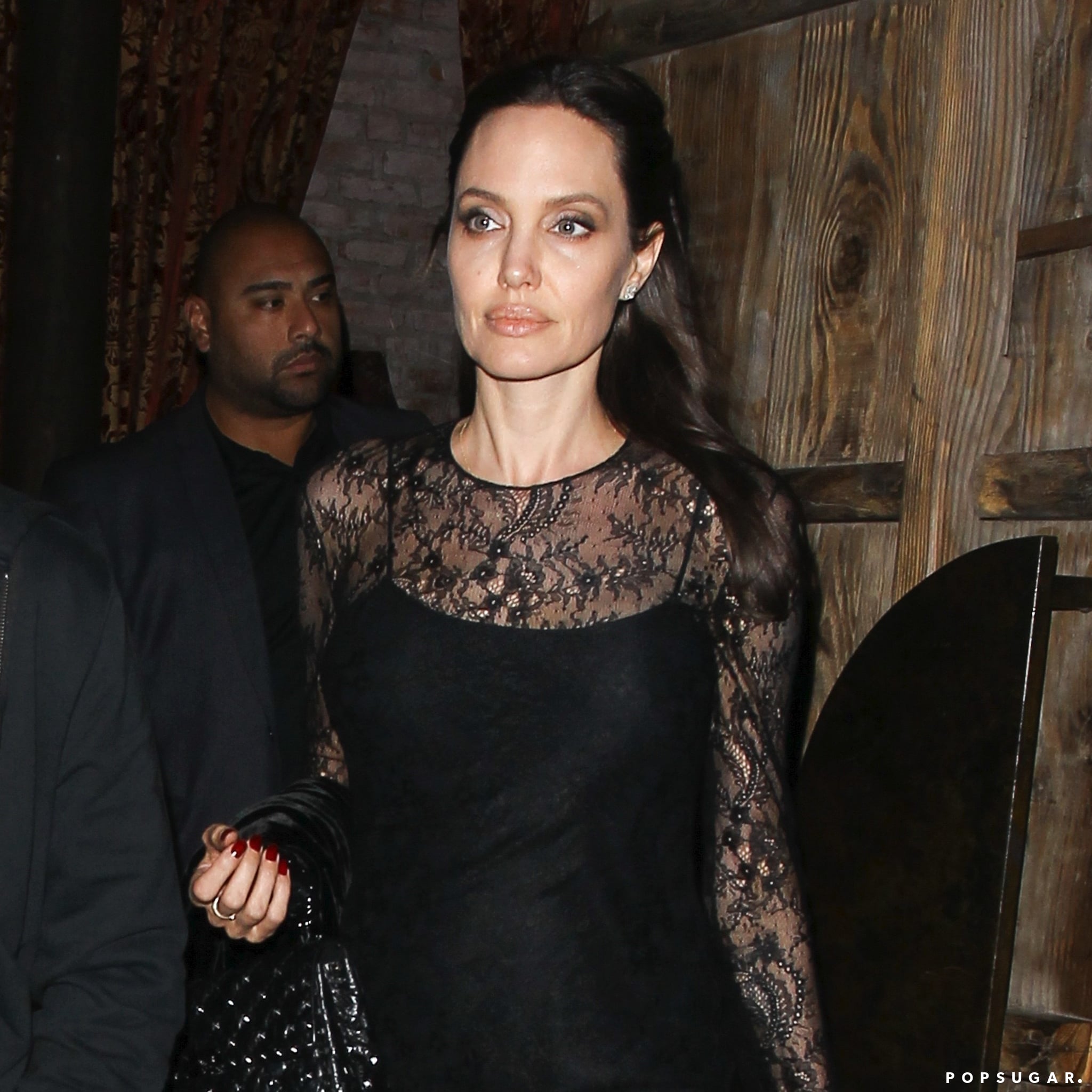 Angelina Jolie Black Lace Dress On Mother S Day Popsugar Fashion