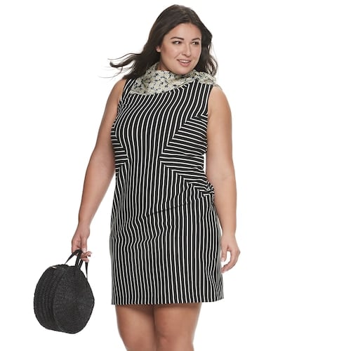 EVRI Plus Size Seamed Ponte Dress