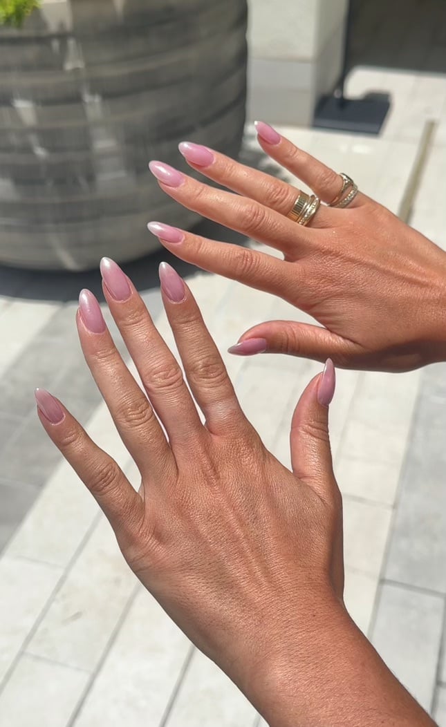 I Tried Hailey Bieber s Pink Jelly Glaze Nails See Photos POPSUGAR Beauty