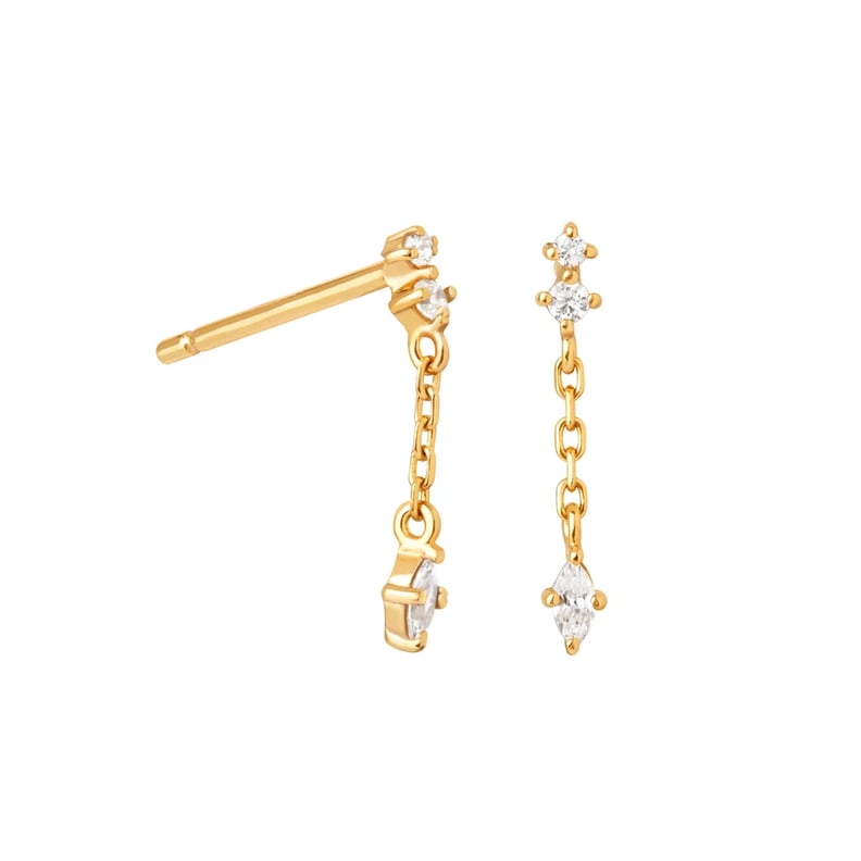Asrid & Miyu Ethereal Chain Stud Earrings in Gold