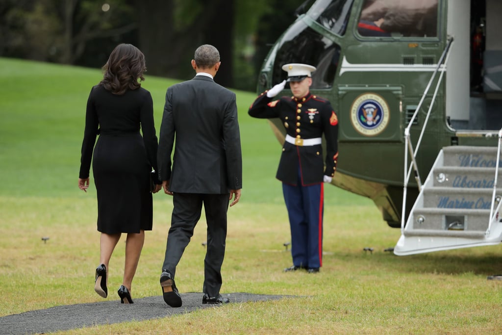 Michelle Obama Black Wrap Dress May 2016