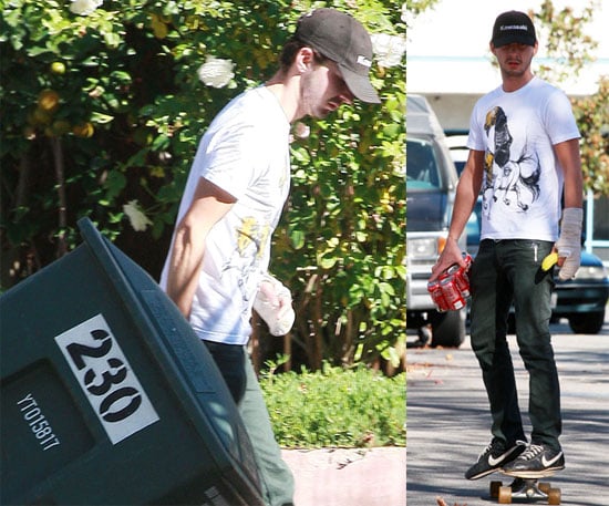 Photos of Shia LaBeouf Taking Out the Recycle Can Photos of Shia LaBeouf Taking Out the Recycle Can