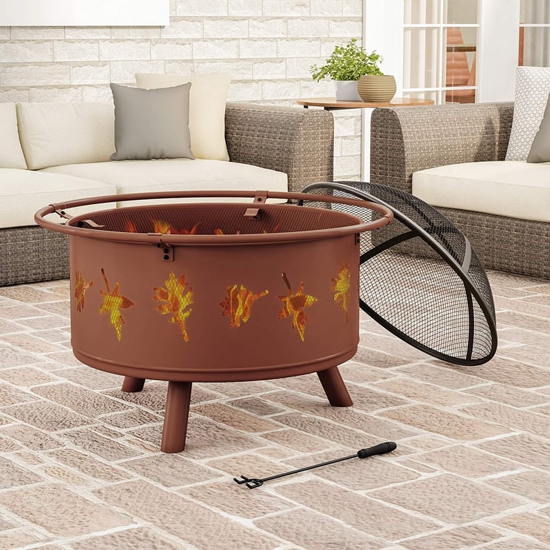 A Fall Firepit: Pure Garden Round Large Steel Pit