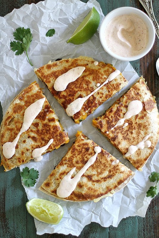 Black Bean Butternut Squash Quesadillas