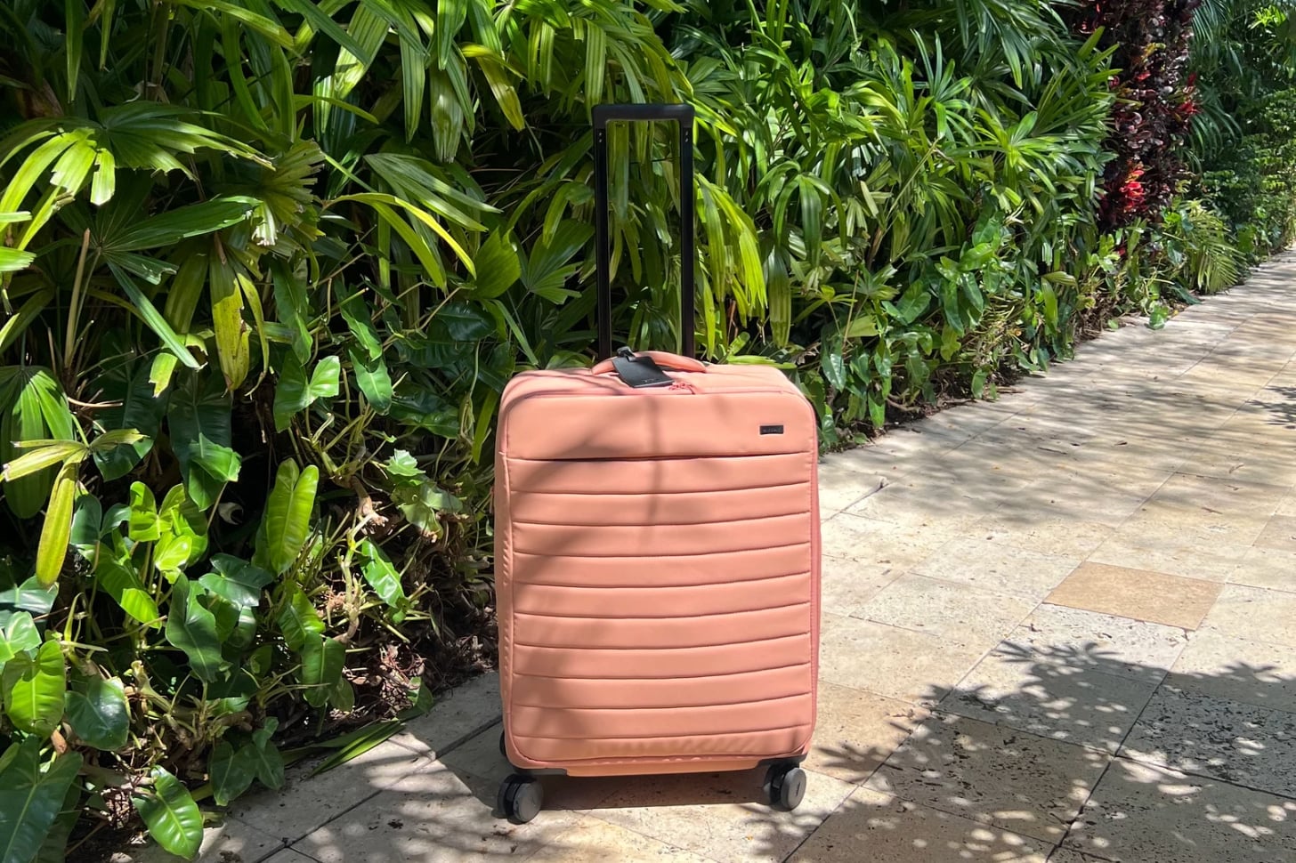 The Away Softside Medium in pink clay.