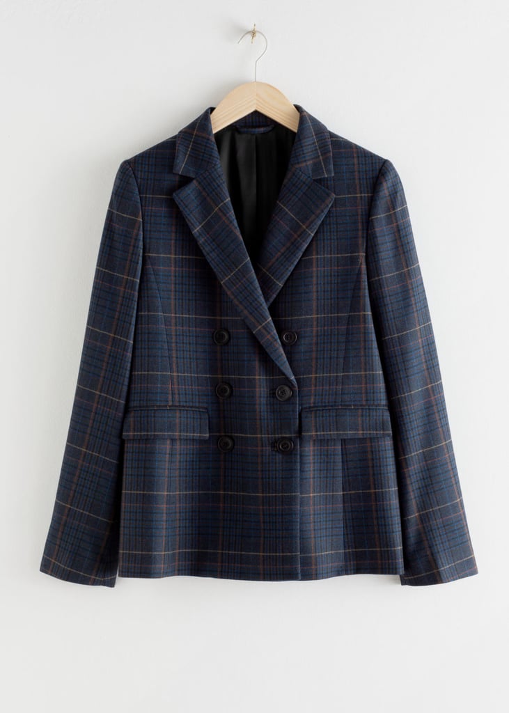 & Other Stories Wool Blend Plaid Blazer