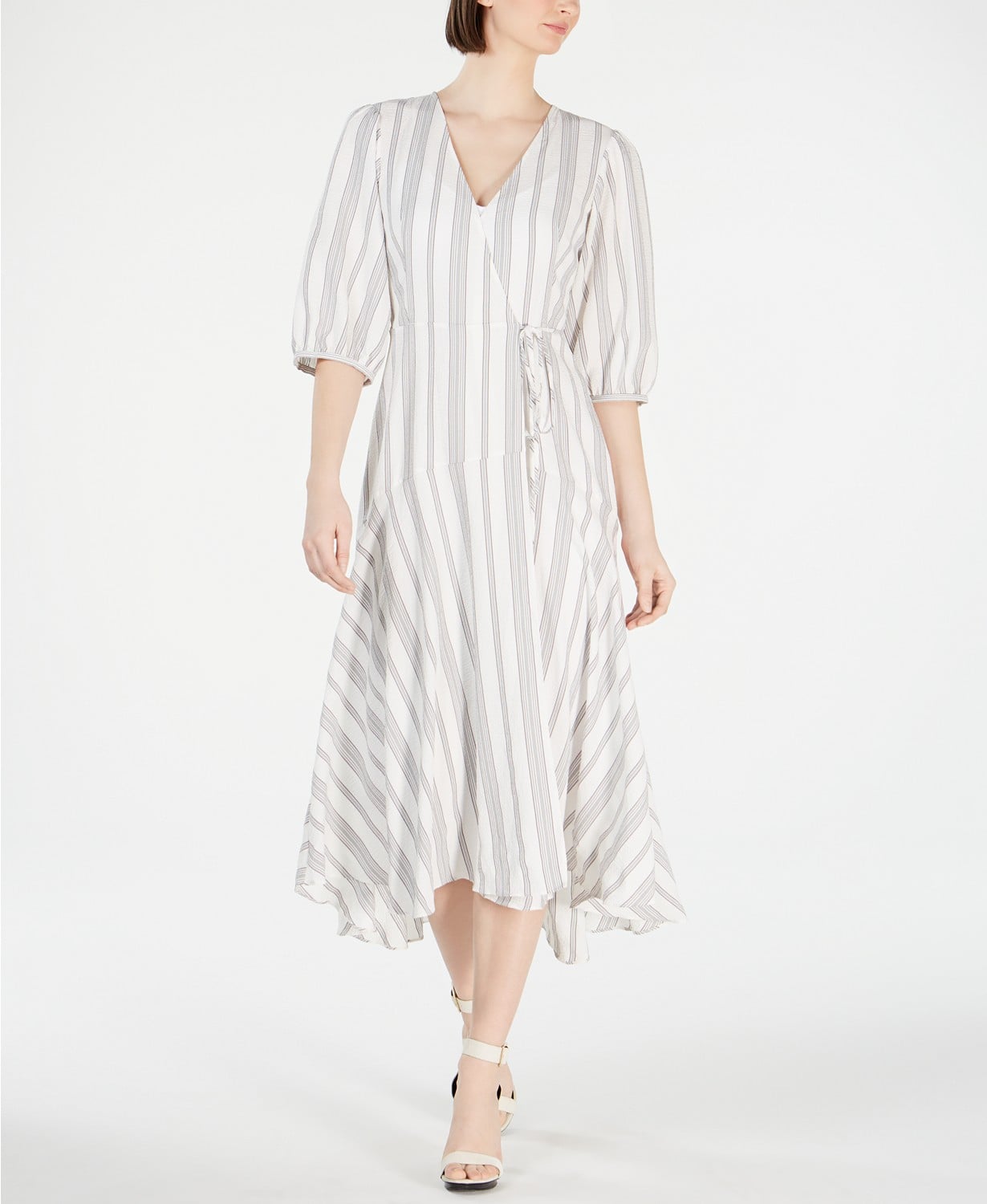 Calvin Klein Striped Wrap Maxi Dress | Michelle Obama's Summer Dresses Are  What Your Dream Closet Is Made Of | POPSUGAR Fashion Photo 37