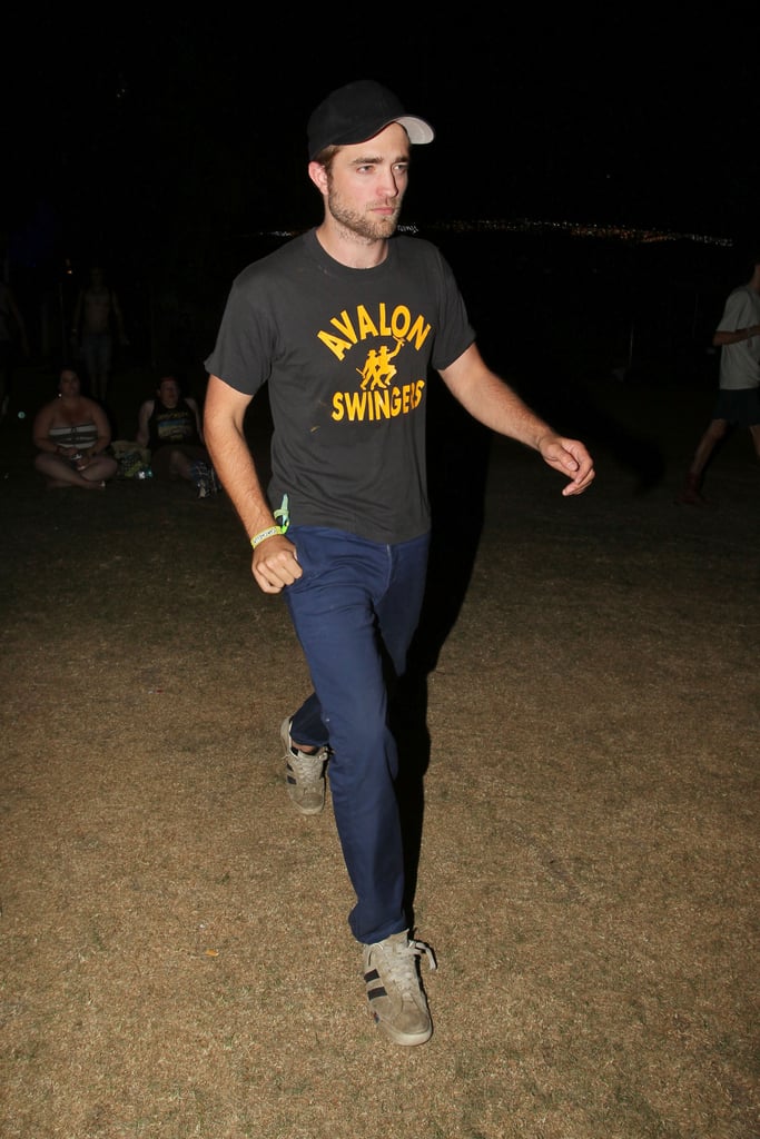 Robert Pattinson wore a black t-shirt and hat to 2012 Coachella's second weekend.