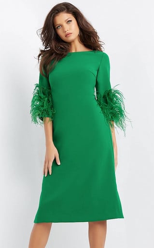 short feathered sleeve dress