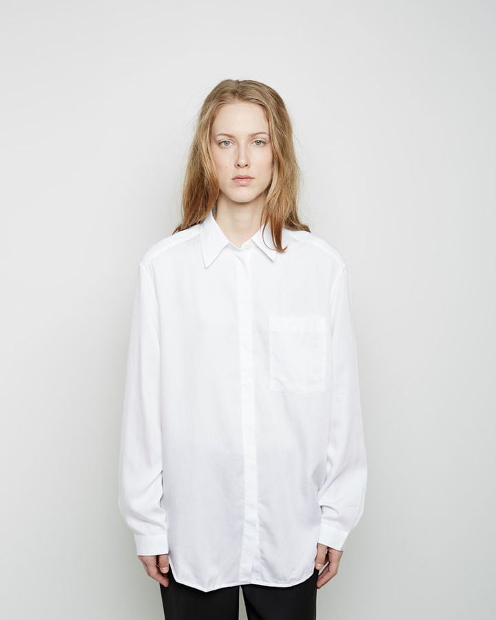 Acne Addle Fluid Shirt ($290) | Gigi Hadid Wearing White Jeans ...